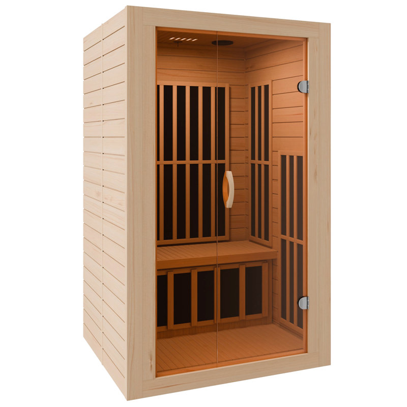 Viti 2- Person Indoor Hemlock Wooden Carbon FAR Infrared Home Sauna Room with LED Touch Control Panel and Heater