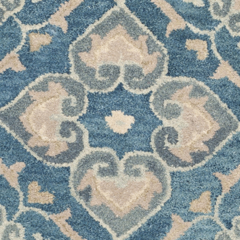 Tapis bleu / gris en laine / coton touffeté à la main Amory, Rectangle 8 pi x 10 pi