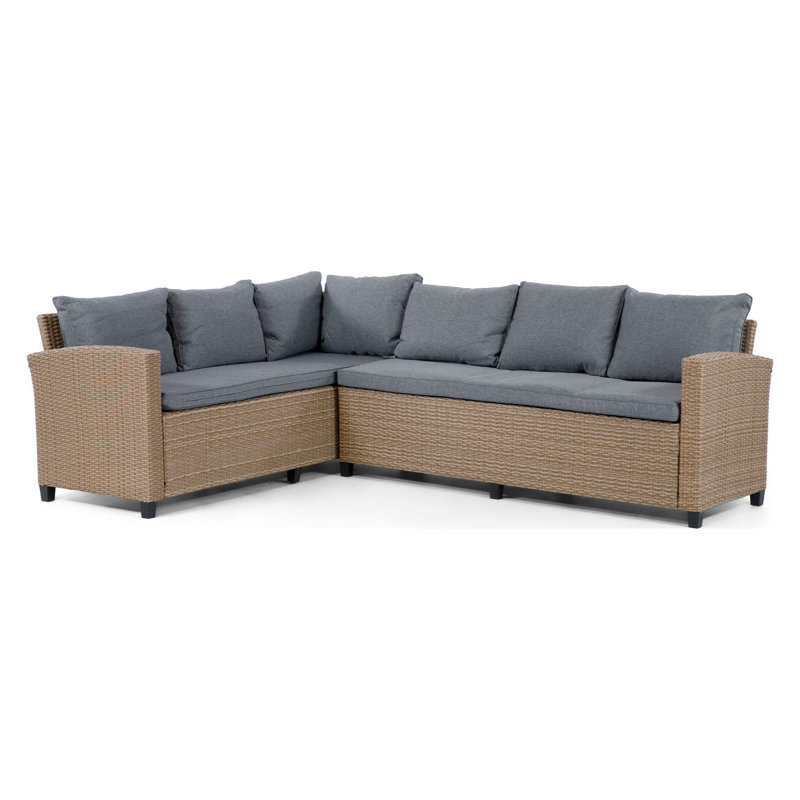 Manleen 70.8'' Wicker Outdoor Patio Sectional, Grey