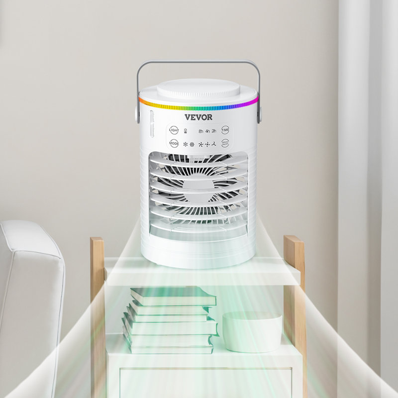 Climatiseur portatif 4-en-1 refroidisseur d'air par évaporation et télécommande 3 vitesses, H 8,90 po x l 6 po x P 6 po