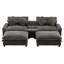Canapé modulaire contemporain en chenille de 111 po avec deux repose-pieds amovibles, deux ports USB, deux porte-gobelets et une grande boîte de rangement-1387304807