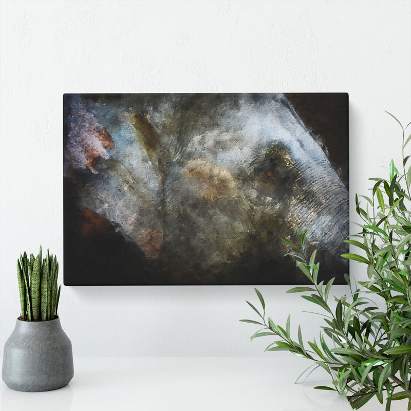Colourful Elephant Painting - Wrapped Canvas, 50cm H x 76cm W x 3cm D