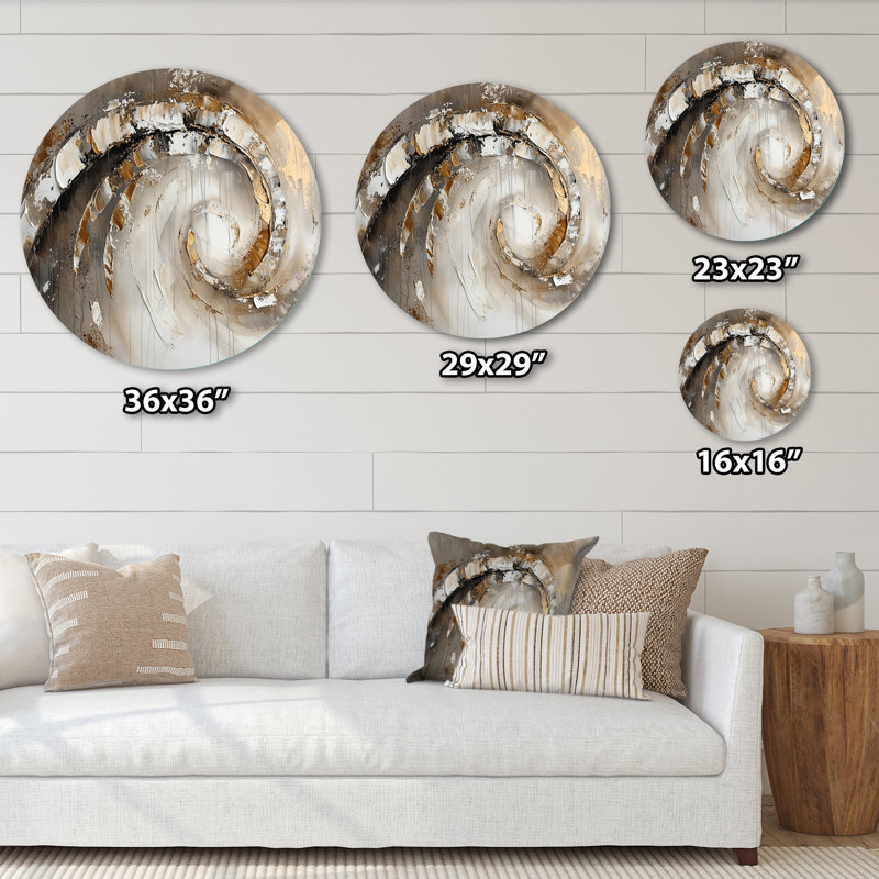 Copper Luminous Abstract Spiral - Abstract Modern Round Wall Art, Gold Round Metal Wall Art, 23" H x 23" W
