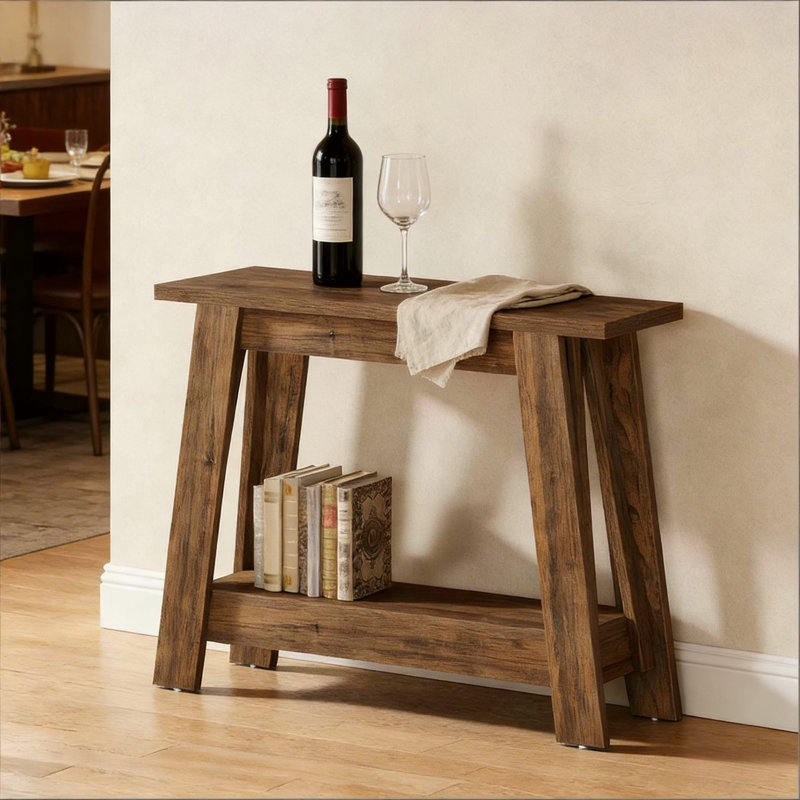 Rustic Console Table,2-Tier Entryway Table,Narrow Sofa Table