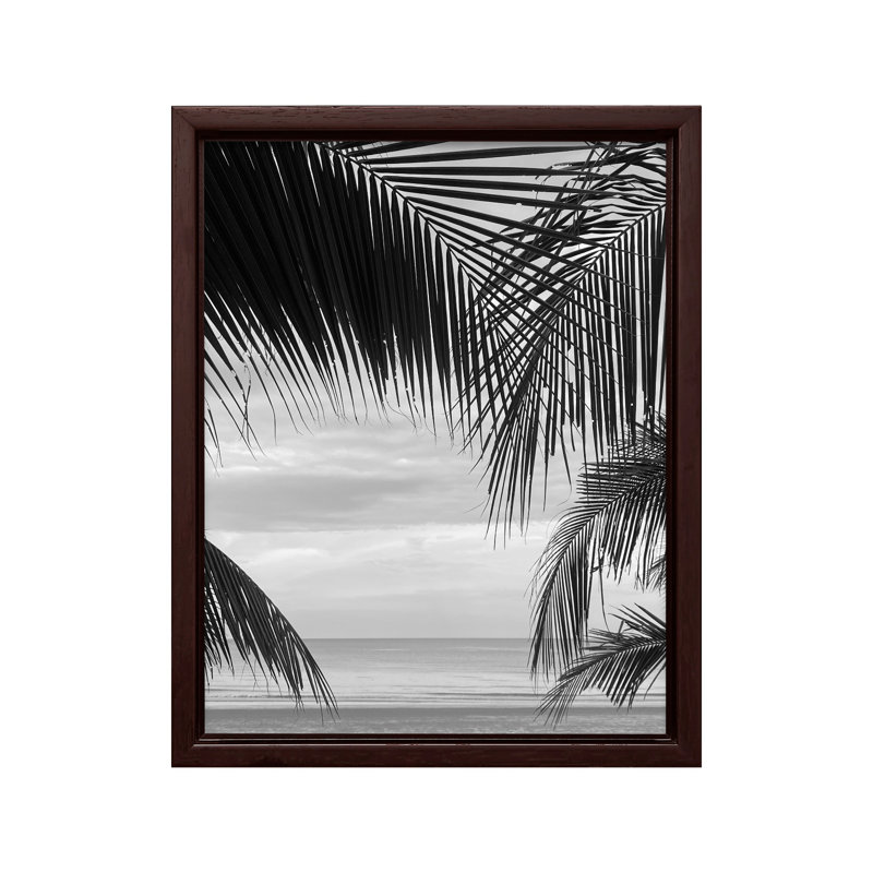 Vue entre les feuilles de palmier, Canvas, 18"H x 24"W, Brown Framed