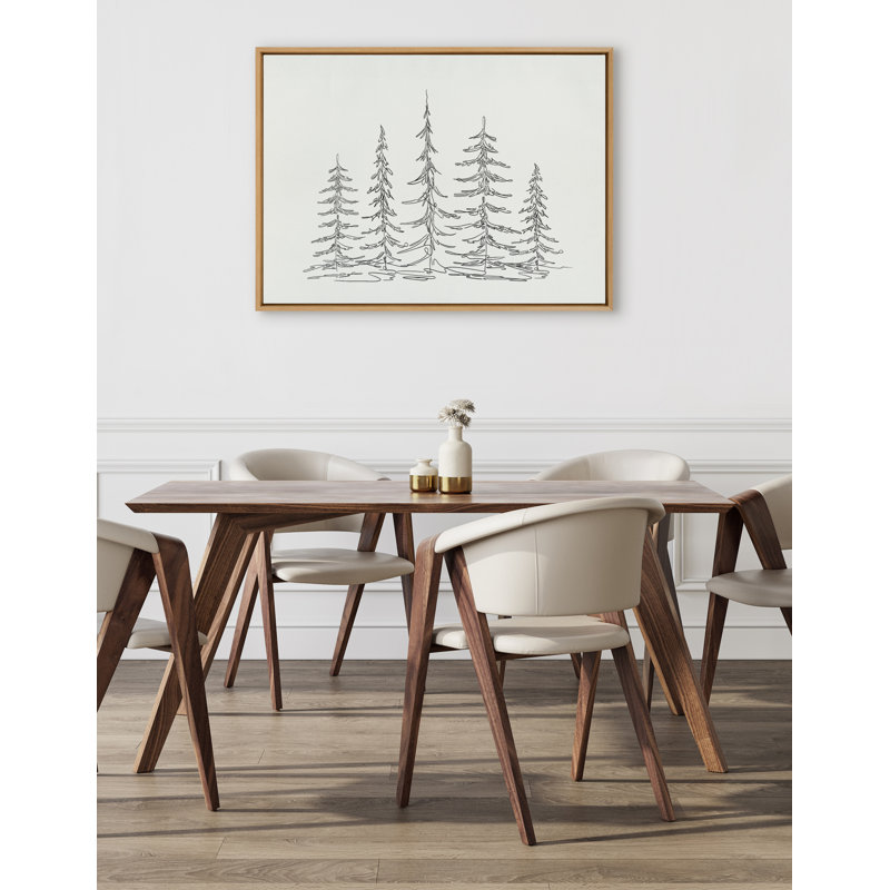 «Minimalist Evergreen Trees S croquis» par The Creative Bunch Studio, reproduction d'art sur toile encadrée, Naturel