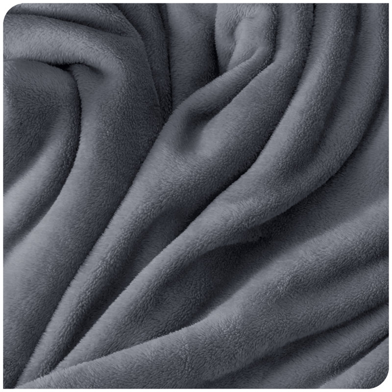 Lacey-Louise 100% Polyester Soft Reversible Mink Faux Plush Fur Fleece Throw/ Blanket, W200 x L240cm, Grey