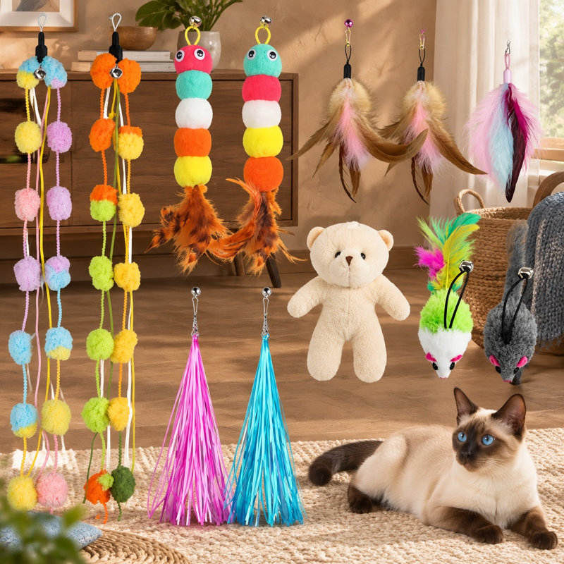 Ce kit contient 12 recharges et accessoires de rechange pour les baguettes à plumes pour chats.