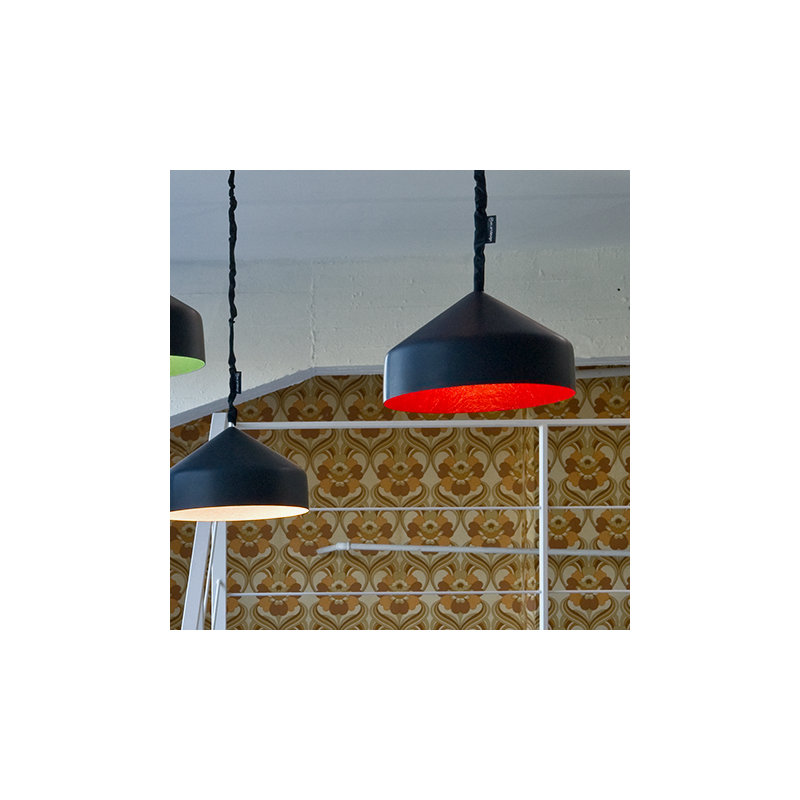 1 - Light Grey Dome Pendant, Black/Gold
