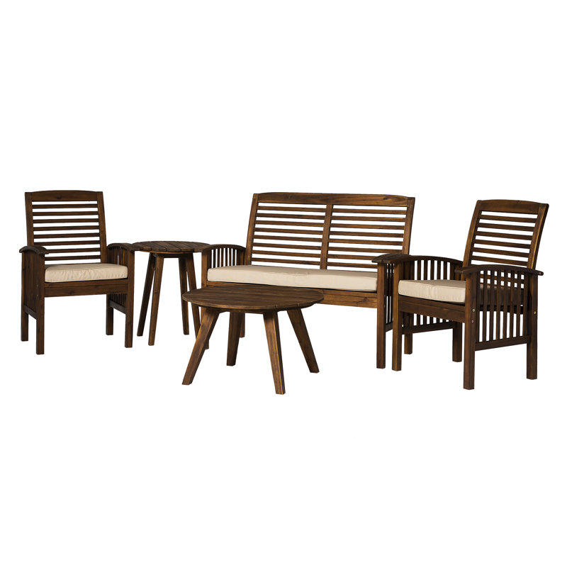 Acacia 4 - Person Patio Conversation Set with Cushions, Dark Brown