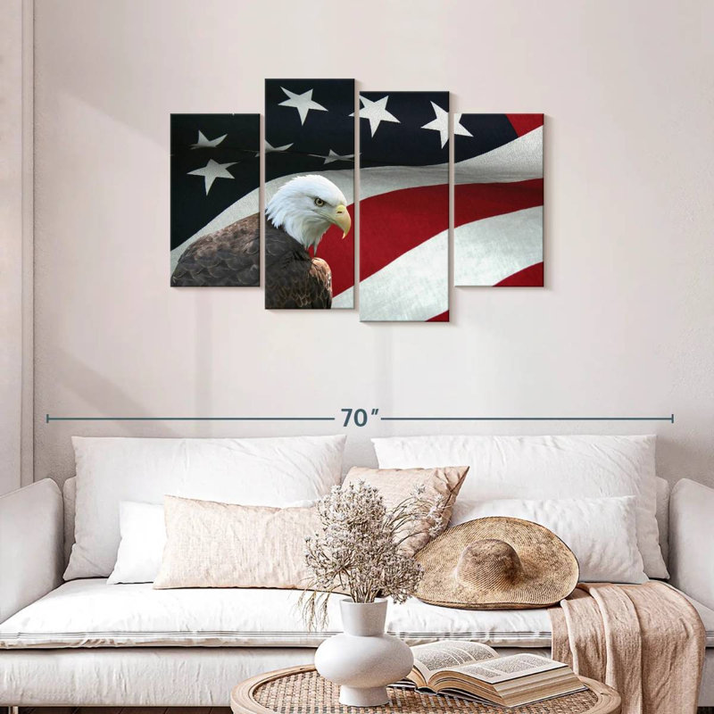 Brampt US Flag And The Bald Eagle, 27" H x 43" W