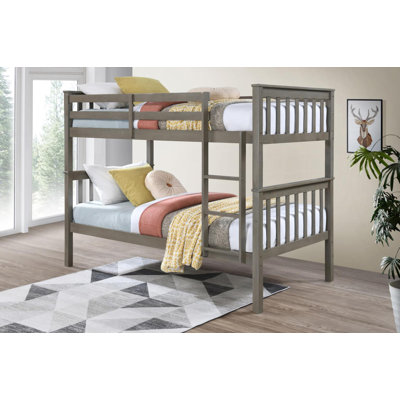 Light Grey Twin Over Twin Bunk Bed