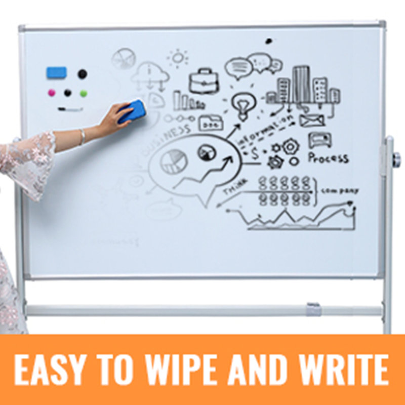 Freestanding Glass Reversible Magnetic Whiteboard, 72" x 36"