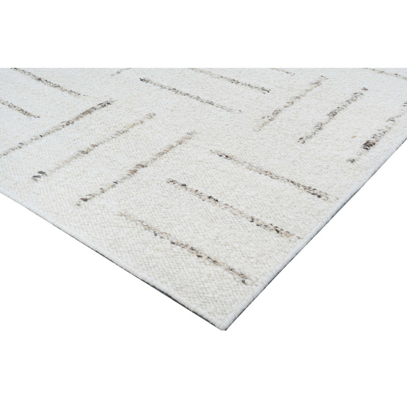 Wool Geometric Area Rug in Ivory/Charcoal, Rectangle 8' x 10'