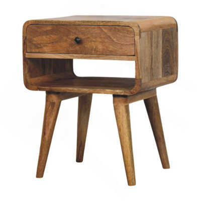 Solid Wood Avora Nightstand, 1 Drawer And 1 Open Slot, Oak-Ish, Light Brown