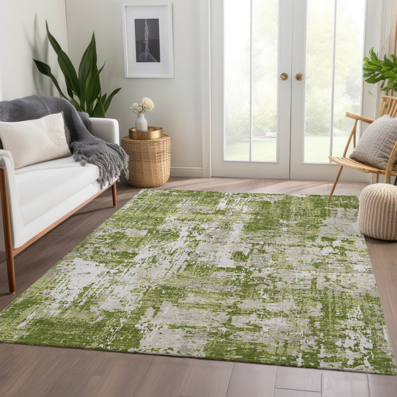Tapis abstrait lavable à la machine de qualité supérieure Mayfield AMF1008, Rectangulaire 8 pi x 10 pi