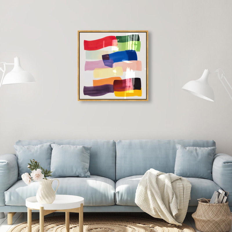 Oliver Gal Hues Entwined II Abstract - Hand-Applied Glass Coat Framed Canvas Art, Gold, 24" H x 24" W
