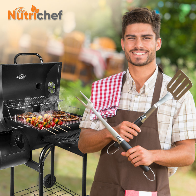 Barbecue au charbon portatif 27,5 po avec tablettes latérales Serenelife