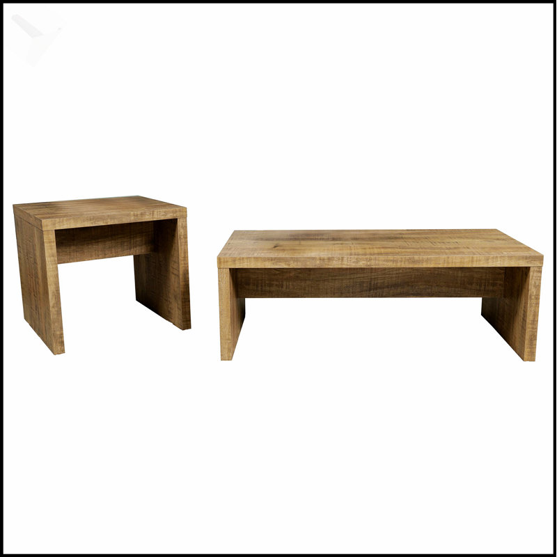 Ensemble de table basse et de table de bout 2 pièces Brianna Mango, charme rustique et simplicité moderne pour un espace de vie amélioré