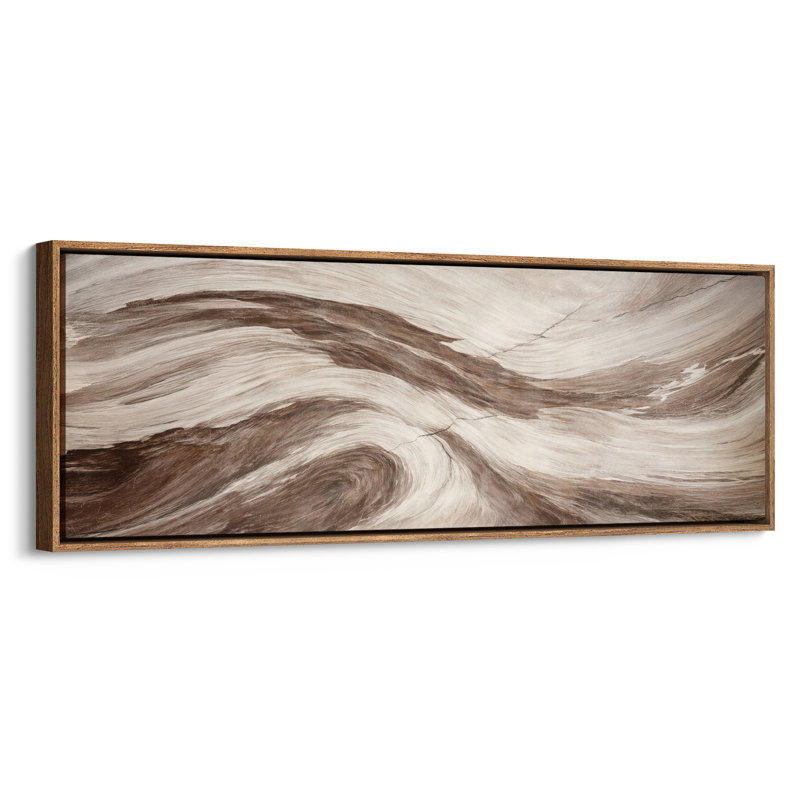 Très grand art mural abstrait brun, H 20 po x l 60 po, Naturel