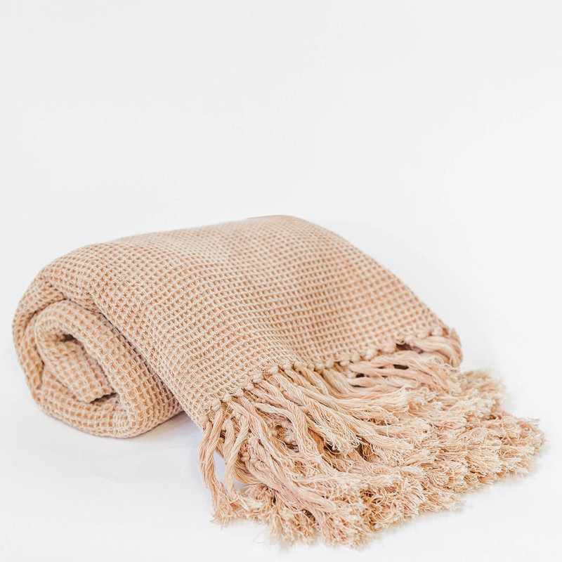Jeté en coton gaufré 50 po x 65 po, Beige