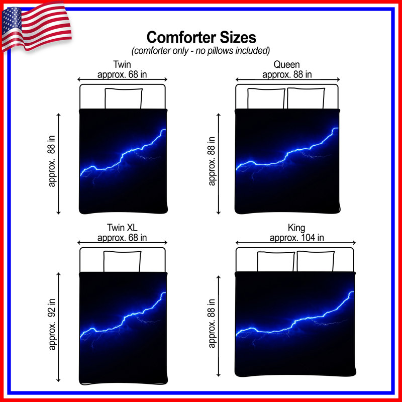 Blue Lightning Bolt Comforter, Twin Extra Long