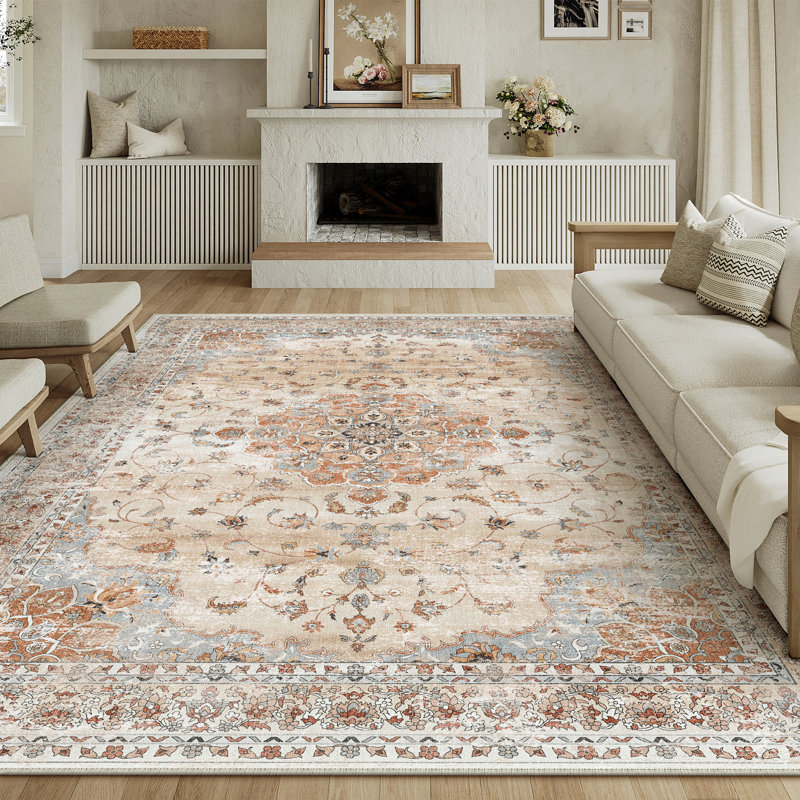 Haven Classic Persian Style Area Rug in Terracotta Orange, Rectangle 9' x 12'
