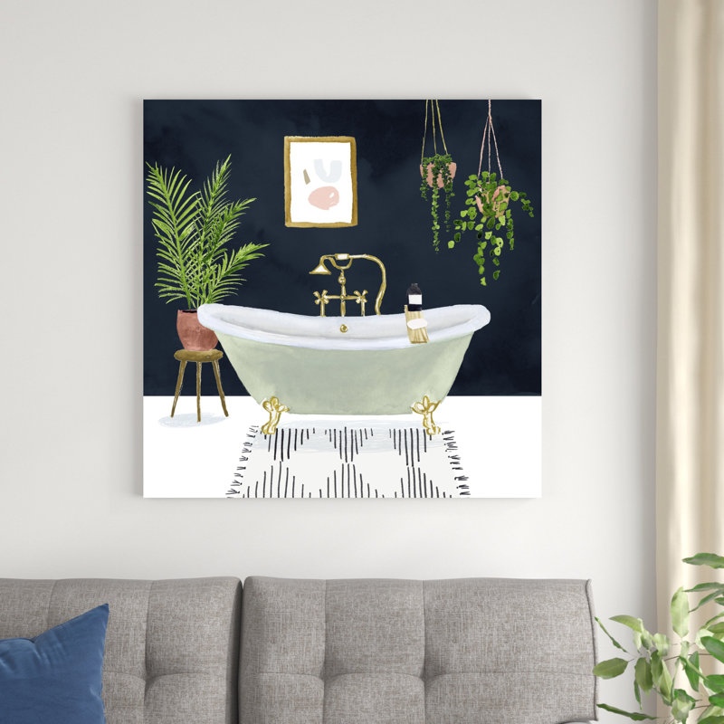 Boho Bath I, H 36 po x l 36 po, Imprimé avec cadre noir, Oui