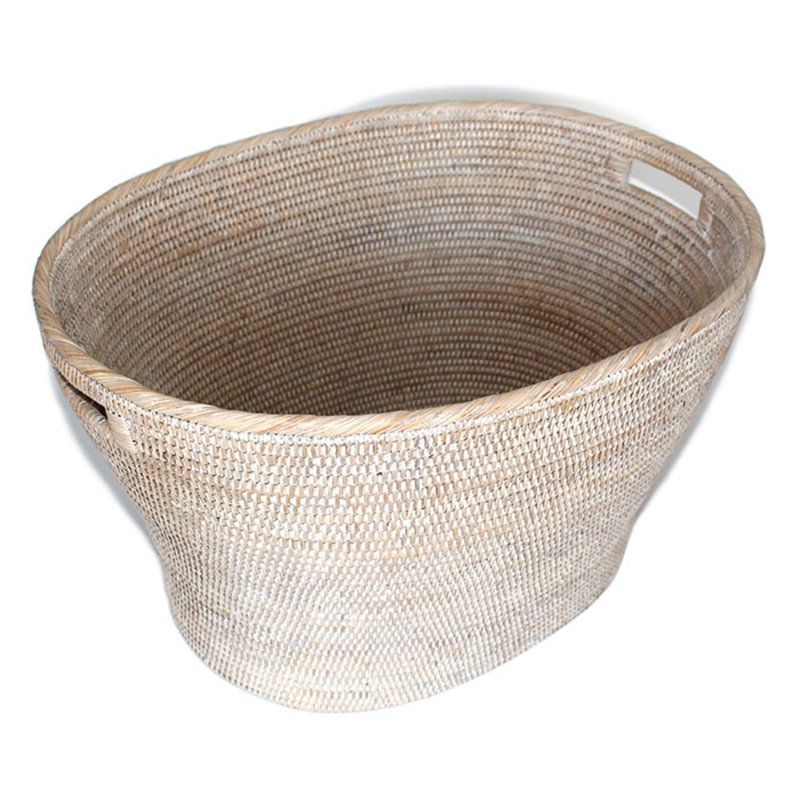 Panier ovale familial, Blanc délavé
