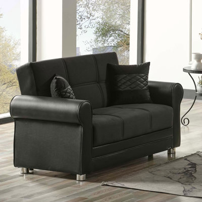 Convertible Loveseat With Storage, Dark / PU, Perfect For Small Spaces And Multi-Functionality