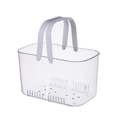 Portable Shower  Plastic Organizer Storage Baskets With Handles, Bins Organizer For Bathroom And Kitchen（White）Organizer Bin For Bathroom School Dorm Kitchen