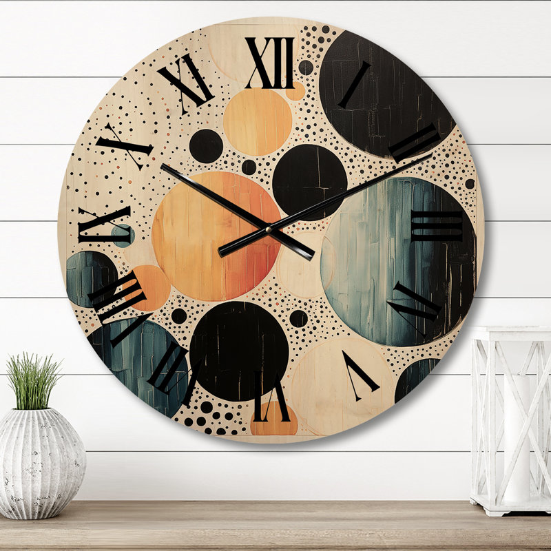 Horloge murale en bois massif Pamuklu, Moyenne
