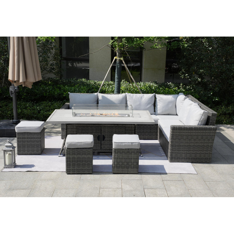 Wicker 8 - Person Patio Conversation Set, Grey