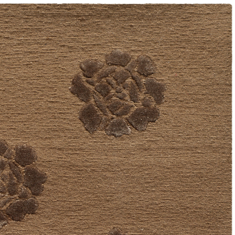 Tapis cacao en soie noué à la main Brosley Medallions, Rectangle 3 pi 9 po x 5 pi 9 po