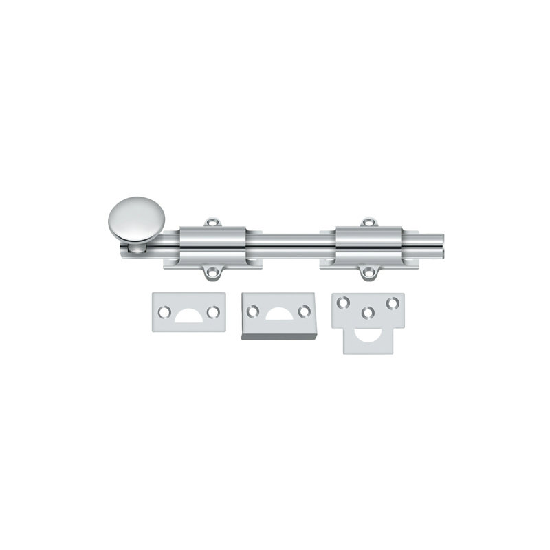 Deltana 8SB26 8" Surface Bolt; Heavy Duty; Bright Chrome Finish, Bright Chrome