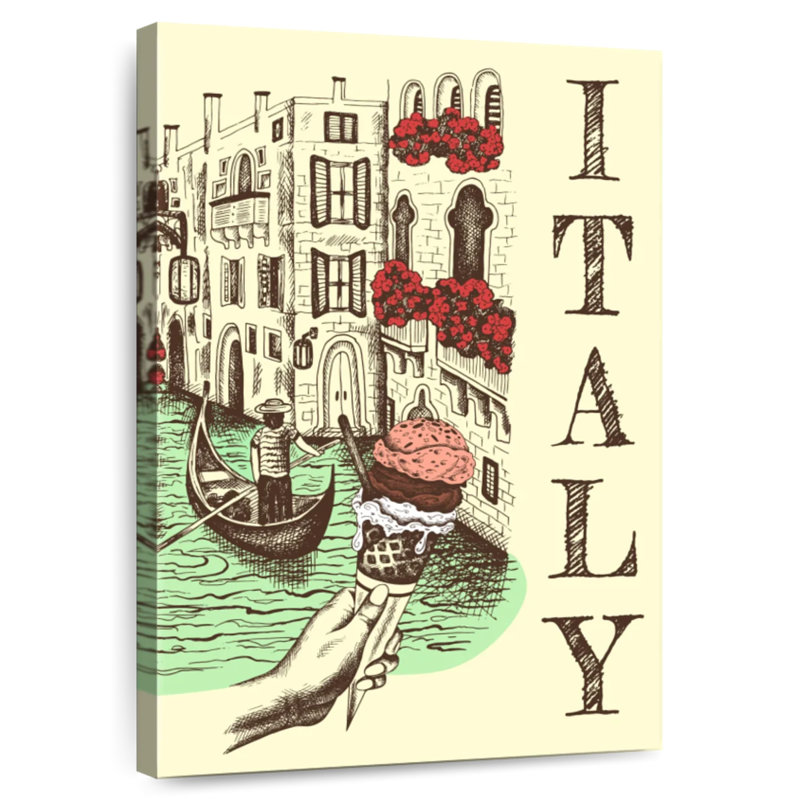 Crème glacée et gondole Aime, H 30 po x l 20 po
