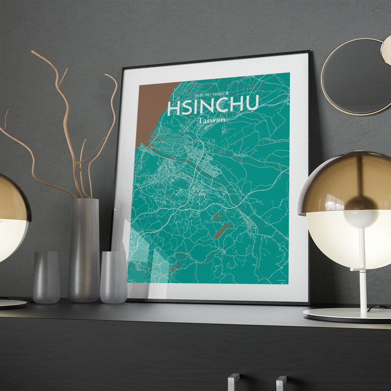 Hsinchu City Map In Nature - No Frame Print, 24cm H x 18cm W x 0.05cm D