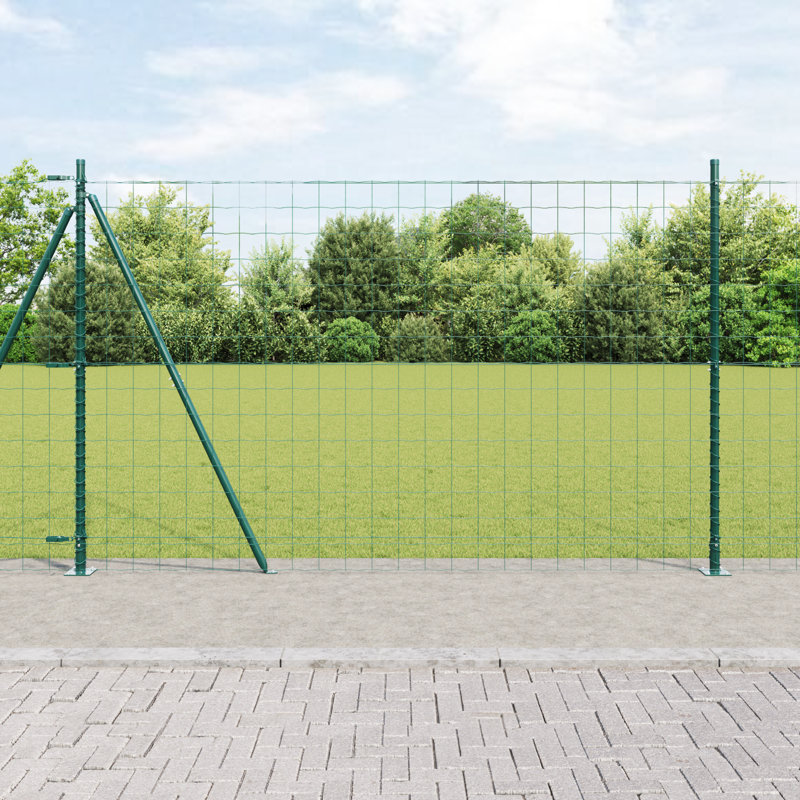 Galvanised Steel Border Fencing, Green, 140 x 1000 x 0.2 cm