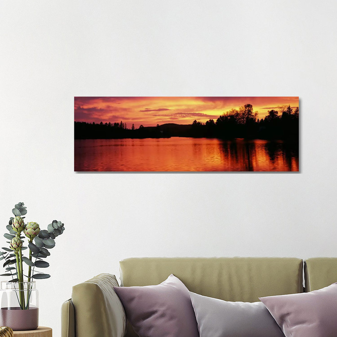 Lake At Sunset, Vermont, USA by Panoramic Images - Wrapped Canvas Panoramic Print