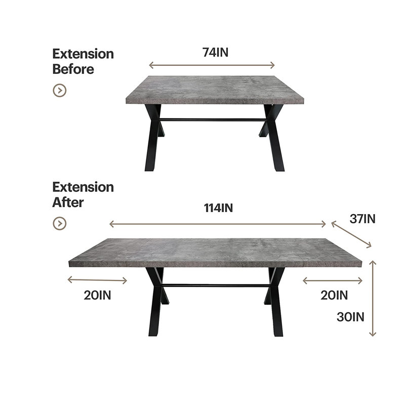 Josaiah Extendable Metal Base Dining Table