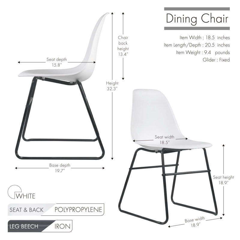 Chaise d'appoint en plastique Ina, blanc