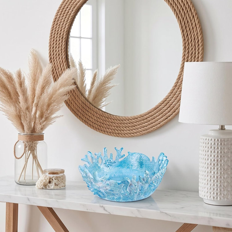 Bol décoratif en résine corail côtier, Bleu