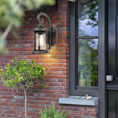 Luminaires muraux d'extérieur, luminaires muraux d'extérieur, lumières de porche imperméables avec abat-jour en verre transparent