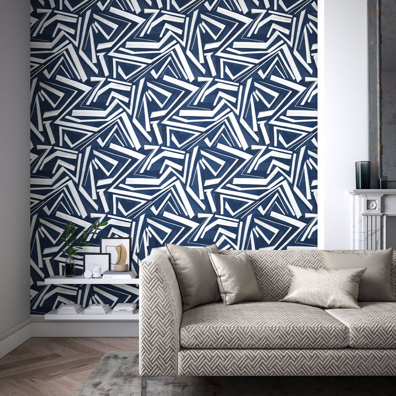 Transverse Geometric Wallpaper Roll, Ink