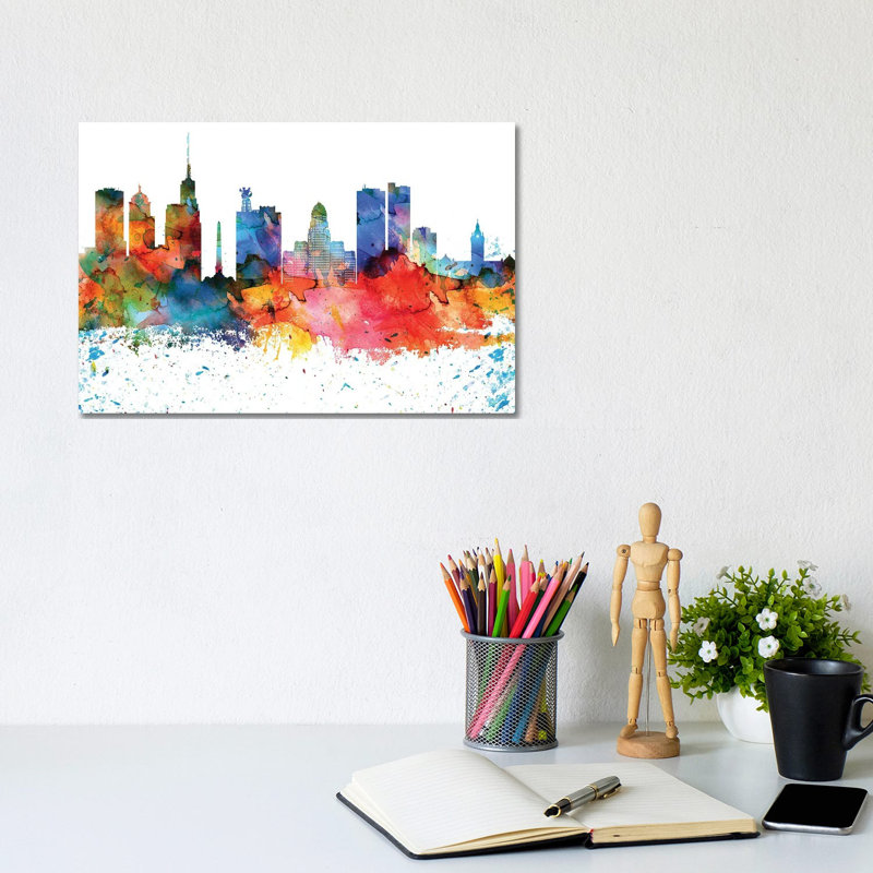 Buffalo Skyline - Wrapped Canvas Painting, 20.32 cm H x 30.48 cm W