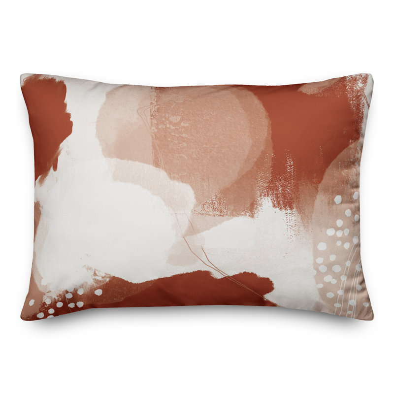 Coussin lombaire intérieur / extérieur abstrait, Orange / Rouge