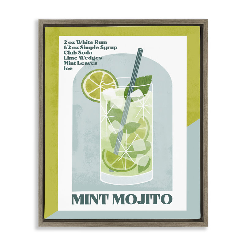  Art mural rétro sur toile, "Mojito" par Deane Beesley, H 31 po x l 25 po, Cadre flottant orme Montalcino