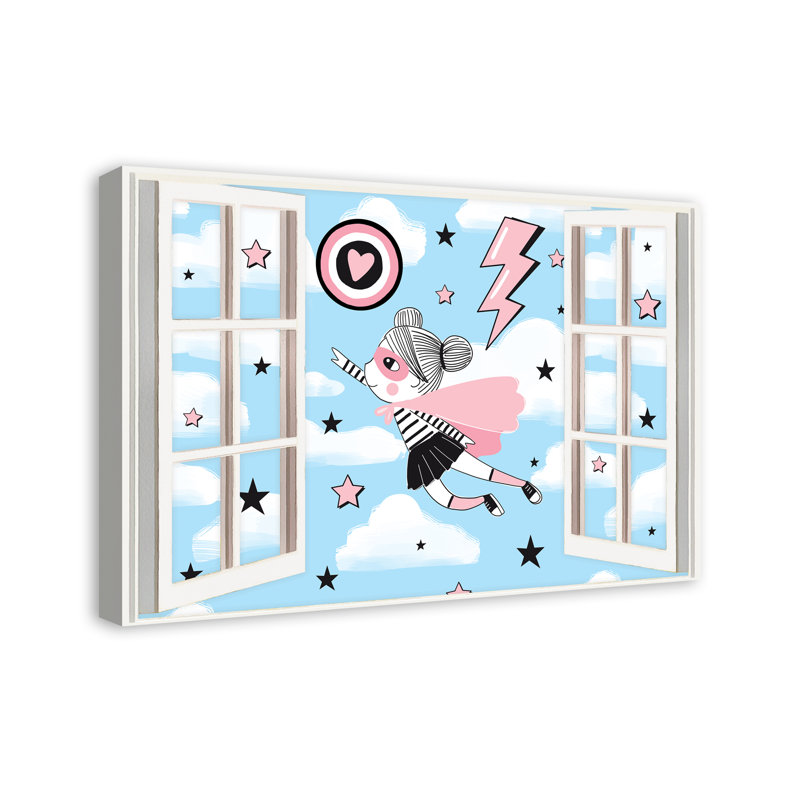 Art sur toile superhero fille window Aiyana, H 20 po x l 30 po x P 1,25 po
