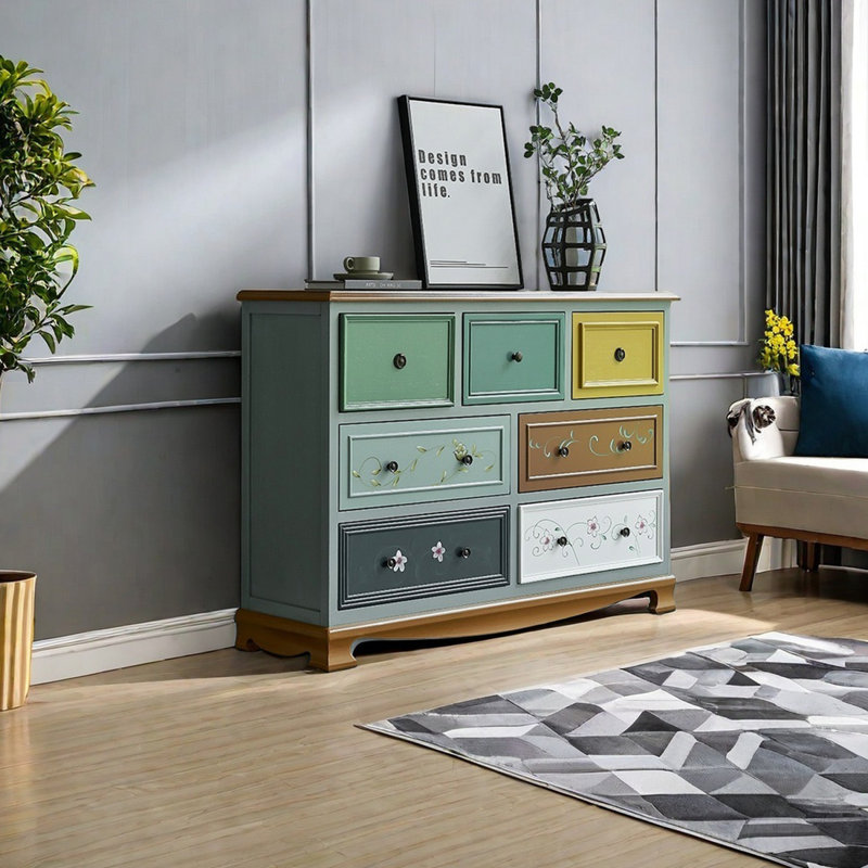 Armoire décorative élégante peinte à la main, Brun