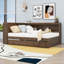 Lit de jour double en bois avec DEL, USB, tablettes de rangement et lit gigogne simple-1622633996